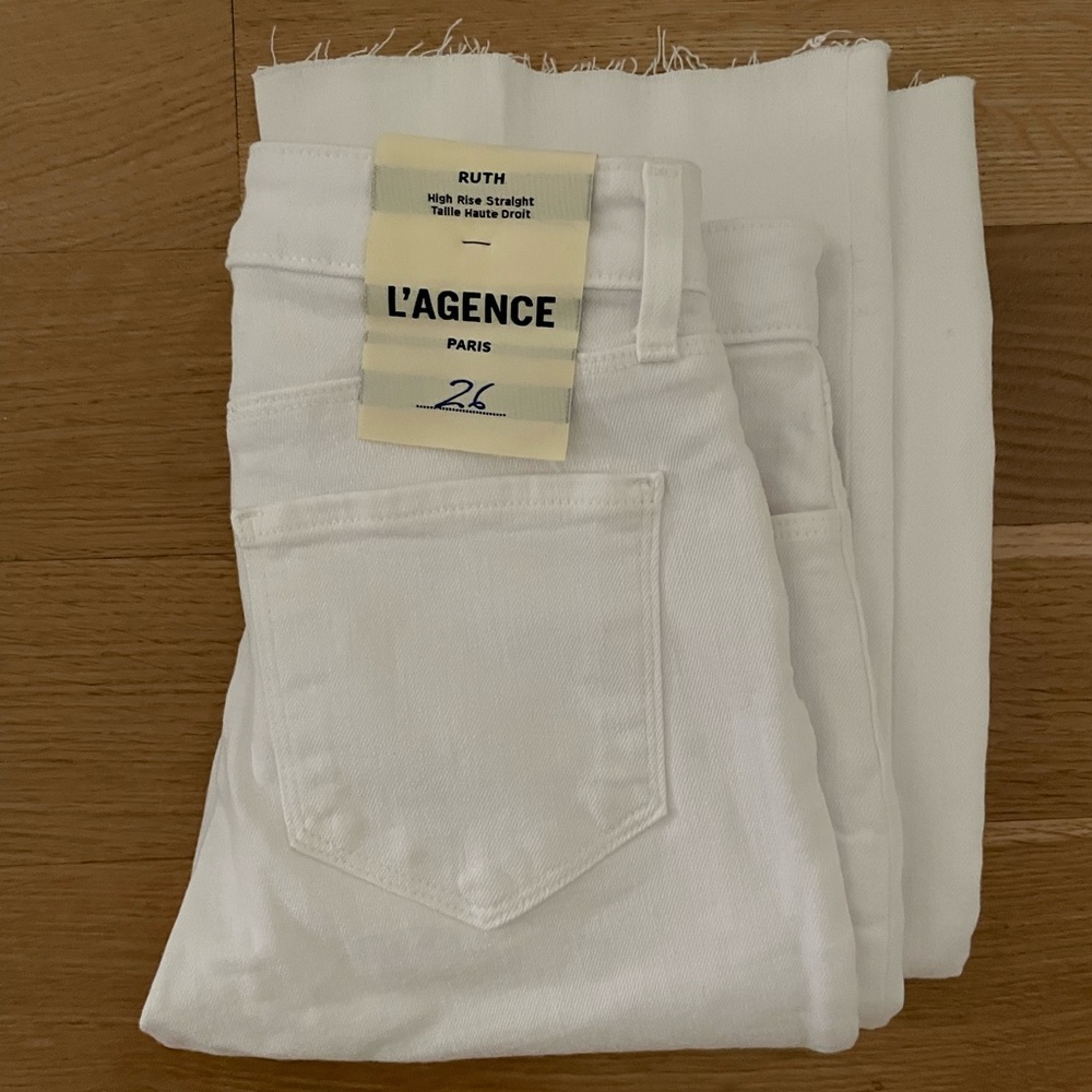 L'AGENCE White High-Rise Straight Jeans - Picture 1 of 2
